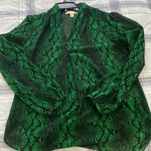 Michael Kors Green snake print top size small